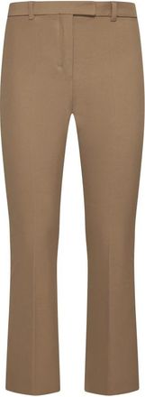 Max Mara Camelkleurige Stretch Katoenmix Broek - Dames - Slim Fit Broeken - Bruin - L - Katoen - Broeken