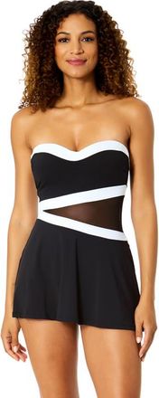 Anne Cole Womens Gabor Mesh Paneled Strapless Mesh Swim Dress at Nordstrom, Size 10