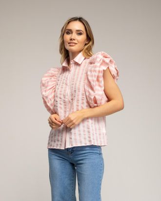 Tantra Gestreepte blouse met pofmouwen