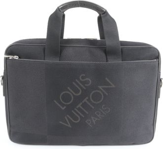 Louis Vuitton Black Leather Canvas Briefcase Tote Bag (Pre-Owned)