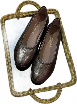 Sabrinas Womens London Flat Shoes In Pewter