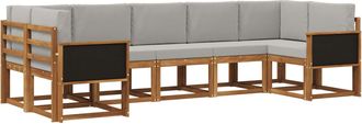 vidaXL Conjunto De Sof&aacute;s De Exterior 7 Uds. Natural Y Gris Claro Vidaxl