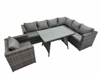 Fimous Patio Furniture Sets with Dining Table Chair Dark Grey Mixed