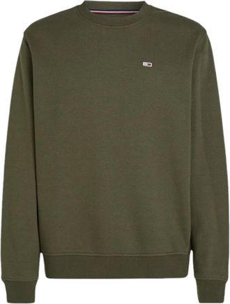 Tommy Jeans Crewneck Sweatshirt Regular Fit Flag Design - Heren - Sweatshirts - Groen - S - Katoen - Hoodies & sweatvesten
