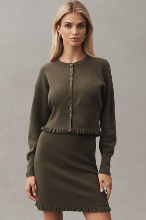 Pilcro Crew-Neck Fitted-Waist Cardigan Sweater