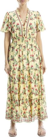 Max Studio V-Neck Tiered Maxi Dress