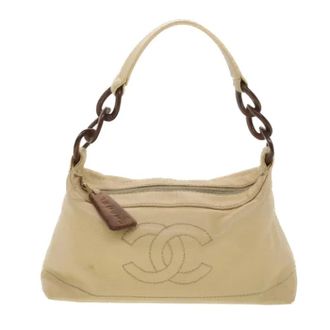 Chanel Pre-owned Leather chanel-bags - Dames - Pre-owned - Beige - Maat: ONE Size Leer