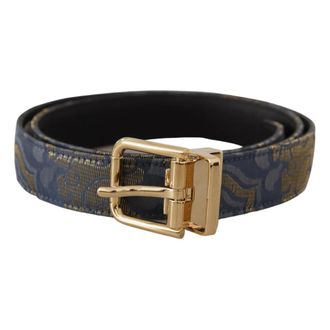 Dolce & Gabbana Jacquard Metal Buckle Belt - female - Dolce & Gabbana - Belts - Blue - ONE SIZE - Accessories