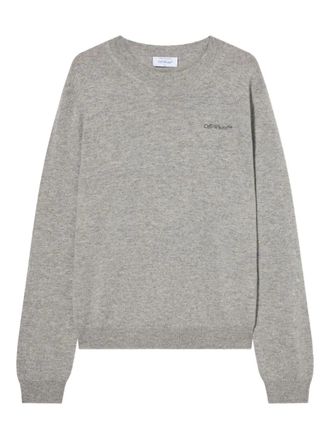 Off-white Quote crew-neck sweater - men - Cashmere - S - Grey