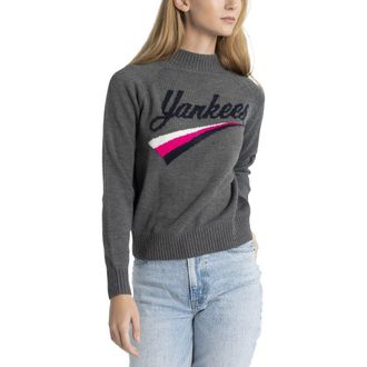 Lusso Womens Lusso Gray New York Yankees Serena Raglan Pullover Sweater at Nordstrom, Size Xx-Large