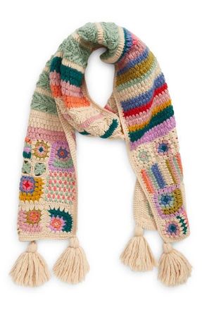 FRENCH KNOT Woodstock Crochet Wool Scarf in Natural at Nordstrom