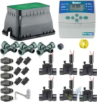 Hunter Pack Riego Autom&aacute;tico Irrigation 24v, 6 Zonas De Riego Para Tuberia De 32mm