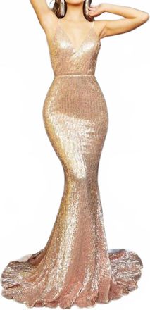 Portia & Scarlett Sexy Long Formal Prom Dress In Rose Gold