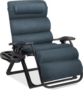 Best Choice Products Oversized Zero Gravity Chair, Folding Recliner w/ Removable Cushion, Side Tray