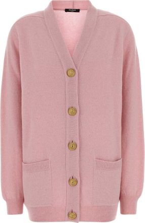 Balmain Pink Cashmere And Wool Cardigan