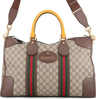 Gucci Beige Brown Yellow Gg Supreme Leather Boston Bag (Pre-Owned)