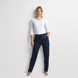 Isa Homewearhose ISA BODYWEAR 718503, Damen, Gr. XL, N-Gr, blau (dunkelblau), Single Jersey, Obermaterial: 100% Baumwolle, unifarben, bequem lang, Hosen H