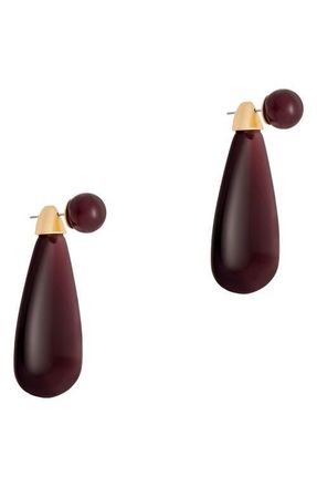 Reiss Perla Polished Teardrop Earrings in Gold Tone /Burgundy at Nordstrom