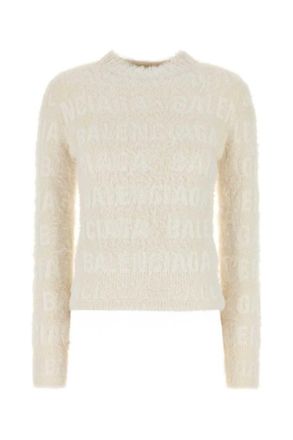 Balenciaga Off-White Allover Furry Fitted Sweater
