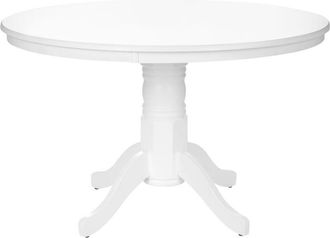 Beliani Beliani - Mesa De Comedor Redonda Vintage Con Pedestal De Madera Blanca 120 Cm Akron