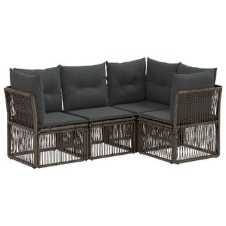 vidaXL Conjunto De Sof&aacute;s De Jard&iacute;n 4 Pcs Gris Rat&aacute;n Sint&eacute;tico Vidaxl