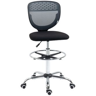 Vinsetto Draughtsman Chair - Tall Office Chair with Lumbar Support - Grey | TJ Hughes
