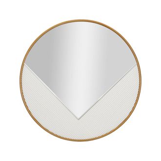 Dmora Dmora - Espejito Santelia, Espejo, Objeto De Decoraci&oacute;n De Pared, Decoraci&oacute;n De Espejo, 80x4 H80 Cm, Blanco Y Oro