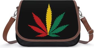 Generic Rasta Weed Small Womens Crossbody Bags Shoulder Handbag with Adjustable Strap for Travel