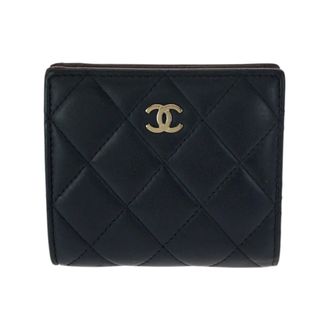 Chanel Matelasse Black Leather Wallet (Bi-Fold) (Pre-Owned)