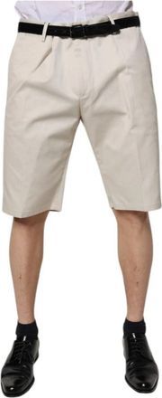 Dolce & Gabbana Cotton Stretch Bermuda Shorts - Heren - Korte Broeken - Beige - 3XL - Katoen - Korte Broeken