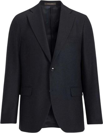 Oscar Jacobson Blazers, male, Blue, Size: 3XL Navy Microstructure Regular Fit Blazer