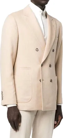 Brunello Cucinelli Mens Beige Wool Coat Clothing