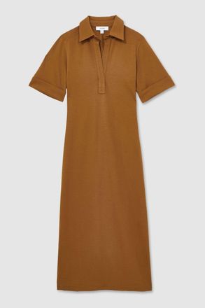 Reiss Womens Brown Jersey Open-Collar Bodycon Dress, Size: 10