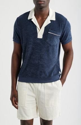 Marine Layer Emilio Vintage Terry Polo in Navy/white at Nordstrom, Size Xx-Large