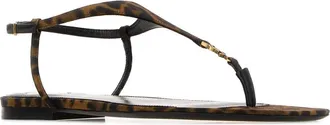 Saint Laurent Womens Cassandra Sandal Brown Fabric