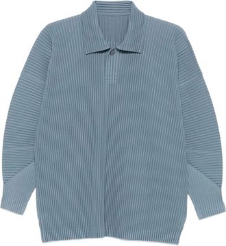 Homme Plissé Issey Miyake Polo plissettata a maniche lunghe - Blu