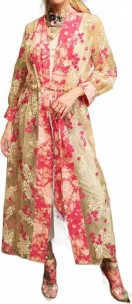 Aratta Fairy Rose Duster In Ivory Embellished Mesh