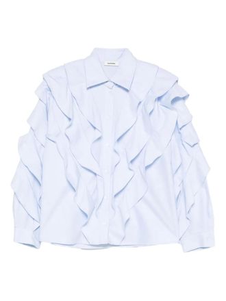 Sandro ruffled cotton shirt - Blue