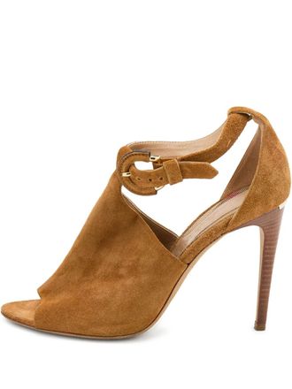 Burberry 100mm suede heeled sandals - women - Suede/Leather/Leather - 37.5 - Brown