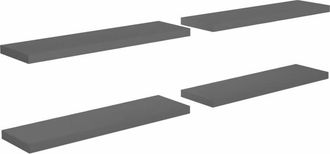 vidaXL Vidaxl - Floating Wall Shelves 4 pcs High Gloss Grey 90x23.5x3.8 cm mdf