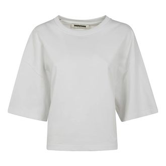 Darkpark Darkpark - Gedrapeerd T-shirt - Dames - Tops - Wit - Maat: XS Katoen