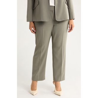 Kasper Flat Front Slim Pants in Dark Sea Stone at Nordstrom, Size 16W