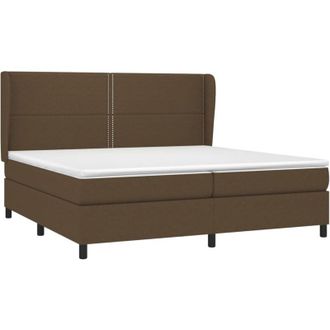 vidaXL Vidaxl - Cama Box Spring Con Colch&oacute;n Tela Marr&oacute;n Oscuro 200x200 Cm