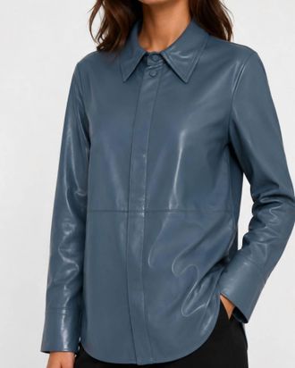 Dolce Cabo Vegan Leather Shirt In Aqua
