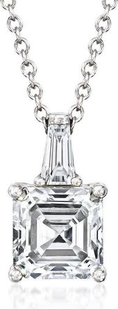 Grown Brilliance 2.15 Carat Asscher & Baguette Lab Grown Solitaire Pendant Necklace in 14K White Gold, Gift Box Included