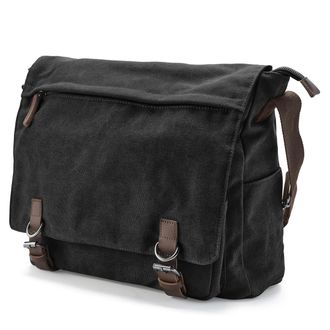Trendhim Bag Messenger Mens Grey | Canvas Satchel & Laptop Bag made of Durable Materials | Danish Design | Fits a 16 Inch Computer | Ideal for Work and School
