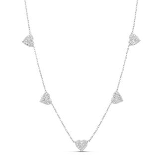 SHYMI Multi Heart Necklace -.925 Sterling Silver, 14k Gold-Plated - Rhodium Plated, Cubic Zirconia Pav&eacute; Detailing, Adjustable Chain