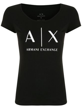 A|X Armani Exchange logo-print cotton T-shirt - women - Cotton - S - Black