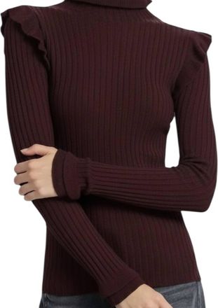 Marie Oliver Long Sleeve Tinley Turtleneck Top In Fig