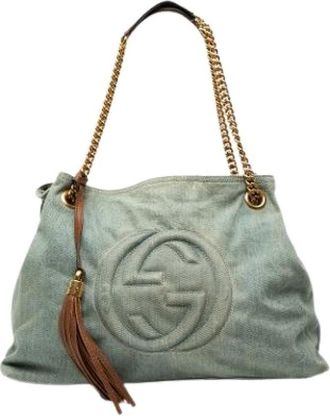 Gucci Pre-owned Shoulder Bags, female, Blue, Size: ONE SIZE Pre-owned Denim Shoulder Bag